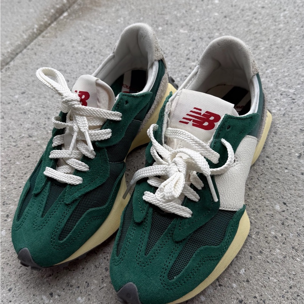 New Balance Green and Cream Athletic Shoes - Picture 7 of 7